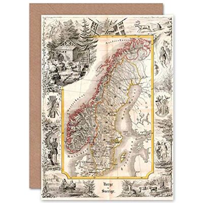 Wee Blue Coo CARD GREETING GIFT MAP ANTIQUE 1847 MUNCH NORWAY SWEDEN DECORATIVE Wee Blue Coo CARD GREETING GIFT MAP ANTIQUE 1847 MUNCH NORWAY SWEDEN DECORATIVE