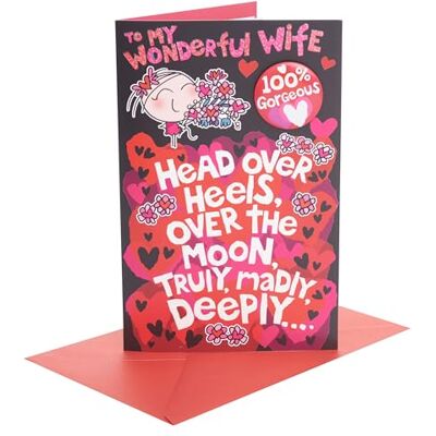 UK Greetings Tarjeta de San Valentín para esposa, bonito diseño con insignia UK Greetings Tarjeta de San Valentín para esposa, bonito diseño con insignia