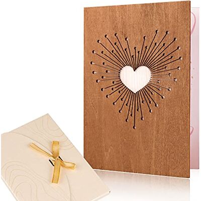 Creawoo Wood Love Tarjeta de felicitación hecha a mano para todas las ocasiones, perfecta para aniversario, cumpleaños, boda, tarjeta de regalo del día de San Valentín con sobre artístico Creawoo Wood Love Tarjeta de felicitación hecha a mano para todas las ocasiones, perfecta para aniversario, cumpleaños, boda, tarjeta de regalo del día de San Valentín con sobre artístico