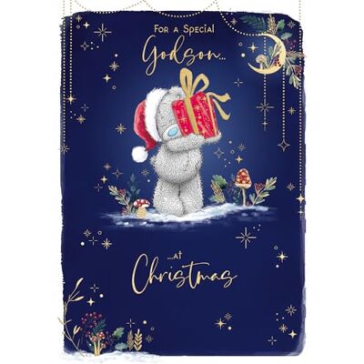 Me To You Tatty Teddy Special Godson Tarjeta de Navidad de lujo con detalles de lámina dorada para ahijado, 12,7 x 17,8 cm, colección oficial Me To You Tatty Teddy Special Godson Tarjeta de Navidad de lujo con detalles de lámina dorada para ahijado, 12,7 x 17,8 cm, colección oficial