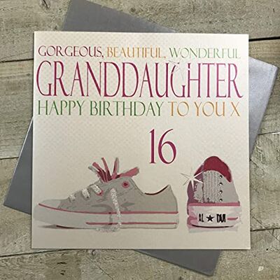White Cotton Cards Tarjeta Grande con Texto en inglés Gorgeous, Beautiful, Wonderful, Granddaughter Happy Birthday To You 40.6 cm, Hecha a Mano, , Blanco, 22x22cm White Cotton Cards Tarjeta Grande con Texto en inglés Gorgeous, Beautiful, Wonderful, Granddaughter Happy Birthday To You 40.6 cm, Hecha a Mano, , Blanco, 22x22cm