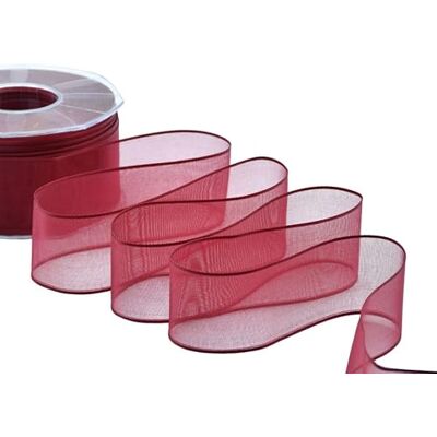 Furlanis Cinta Velo con Bordes, Decoración de Regalo Cajas Flores Boda Navidad, Tela Italiana Amaranto, 40 mm x 50 m Furlanis Cinta Velo con Bordes, Decoración de Regalo Cajas Flores Boda Navidad, Tela Italiana Amaranto, 40 mm x 50 m