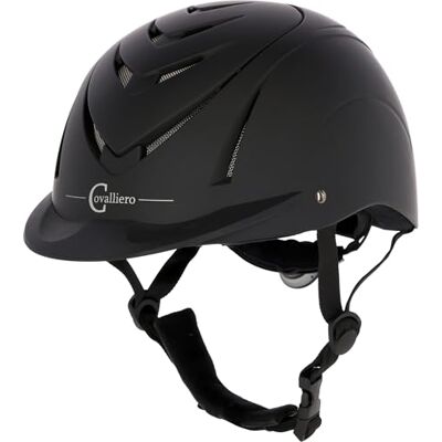 Covalliero Casco de equitación Nerron, Mujer, Hombre, Negro, Circunferencia 51-54 cm, aerodinámico, Visera, ventilación, protección contra Insectos, Sistema de Discos Covalliero Casco de equitación Nerron, Mujer, Hombre, Negro, Circunferencia 51-54 cm, aerodinámico, Visera, ventilación, protección contra Insectos, Sistema de Discos