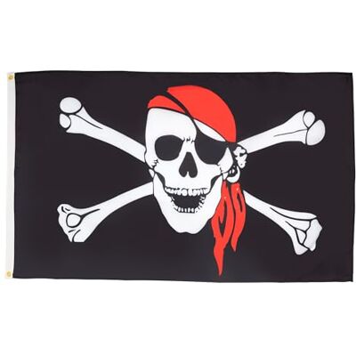 AZ FLAG Bandera Pirata con bandana rojo 180x120 cm Poliéster 100D 2 Ojales AZ FLAG Bandera Pirata con bandana rojo 180x120 cm Poliéster 100D 2 Ojales