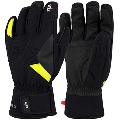 SEiZ Guantes Flexibles para Adultos, Negro/Amarillo neón, 6.5 SEiZ Guantes Flexibles para Adultos, Negro/Amarillo neón, 6.5