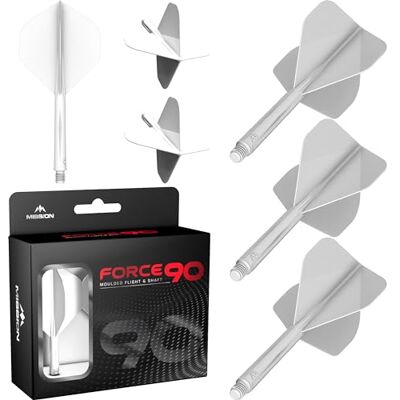 Mission Force 90 Sistema integrado de vuelo y eje de dardos moldeado de precisión, paquete de 3 plumas y tallos combinados profesionales duraderos 2 en 1 Estándar n.º 2 Mission Force 90 Sistema integrado de vuelo y eje de dardos moldeado de precisión, paquete de 3 plumas y tallos combinados profesionales duraderos 2 en 1 Estándar n.º 2