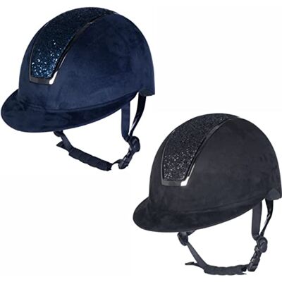 HKM Lady Shield Sparkle Velours Casco de equitación Dunkelblau L=58-60cm HKM Lady Shield Sparkle Velours Casco de equitación Dunkelblau L=58-60cm