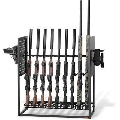 VEVOR Soporte de Almacenamiento para Armas de Fuego, Estante de Armas de Interior, Capacidad de 9 Escopetas y 4 Pistolas, con Tablero Perforado para Ganchos Ajustables, para Exhibición Garaje Taller VEVOR Soporte de Almacenamiento para Armas de Fuego, Estante de Armas de Interior, Capacidad de 9 Escopetas y 4 Pistolas, con Tablero Perforado para Ganchos Ajustables, para Exhibición Garaje Taller