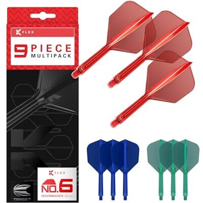 Target Darts K-Flex Varillas y Flechas Integradas, No.6, Kflex 9 Pack Bundle, K Flex 3 Colores Negro, Blanco, Transparente, Rojo, Verde, Azul, Rosa, Naranja, Amarillo Corto, Intermedio, Medio Target Darts K-Flex Varillas y Flechas Integradas, No.6, Kflex 9 Pack Bundle, K Flex 3 Colores Negro, Blanco, Transparente, Rojo, Verde, Azul, Rosa, Naranja, Amarillo Corto, Intermedio, Medio