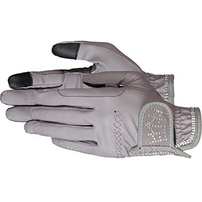 PFIFF 102599 Crystal Crown Guante de equitación con estrás, Color Gris 12 PFIFF 102599 Crystal Crown Guante de equitación con estrás, Color Gris 12