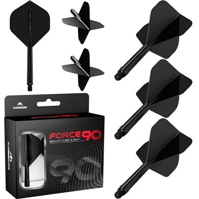 Mission Force 90 Sistema integrado de vuelo y eje de dardos moldeado de precisión, paquete de 3 plumas y tallos combinados profesionales duraderos 2 en 1 Estándar n.º 2 Mission Force 90 Sistema integrado de vuelo y eje de dardos moldeado de precisión, paquete de 3 plumas y tallos combinados profesionales duraderos 2 en 1 Estándar n.º 2