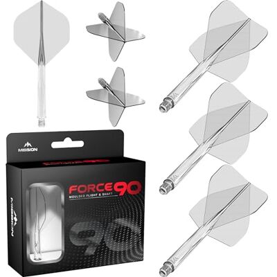 Mission Force 90 Sistema integrado de vuelo y eje de dardos moldeado de precisión, paquete de 3 plumas y tallos combinados profesionales duraderos 2 en 1 Estándar n.º 2 Mission Force 90 Sistema integrado de vuelo y eje de dardos moldeado de precisión, paquete de 3 plumas y tallos combinados profesionales duraderos 2 en 1 Estándar n.º 2