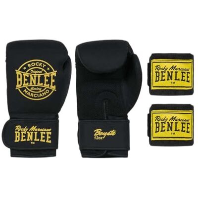 Ben Lee Boxsport Set de iniciación de Piel sintética (10 oz), Color Negro y Amarillo Ben Lee Boxsport Set de iniciación de Piel sintética (10 oz), Color Negro y Amarillo