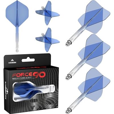Mission Force 90 Sistema integrado de vuelo y eje de dardos moldeado de precisión, paquete de 3 plumas y tallos combinados profesionales duraderos 2 en 1 Estándar n.º 2 Mission Force 90 Sistema integrado de vuelo y eje de dardos moldeado de precisión, paquete de 3 plumas y tallos combinados profesionales duraderos 2 en 1 Estándar n.º 2