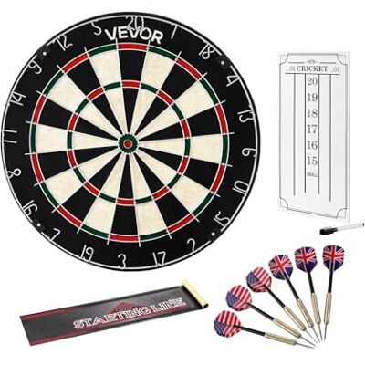 VEVOR Diana de 451 mm con 6 Dardos con Punta de Acero y Kit de Puntuación, Fibra de Sisal Autorreparable, con Diana sin Grapas y Anillo Giratorio, para Familiares, Amigos, Pareja o Padres, Negro VEVOR Diana de 451 mm con 6 Dardos con Punta de Acero y Kit de Puntuación, Fibra de Sisal Autorreparable, con Diana sin Grapas y Anillo Giratorio, para Familiares, Amigos, Pareja o Padres, Negro