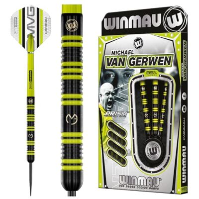WINMAU Darts MvG 85% Pro-Series Juego de Dardos Profesional de 25 g con Plumas y Ejes de Dardos (Tallos) WINMAU Darts MvG 85% Pro-Series Juego de Dardos Profesional de 25 g con Plumas y Ejes de Dardos (Tallos)
