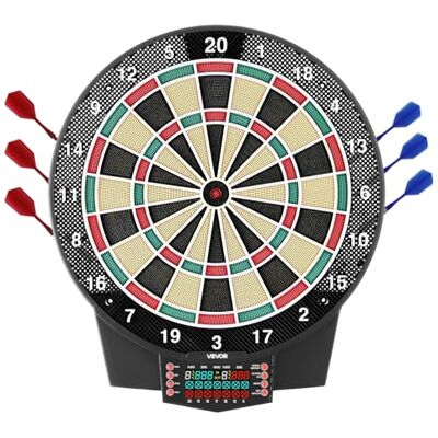 VEVOR Diana Electrónica 393 mm, con 43 Juegos y más de 320 Variaciones para hasta 8 Jugadores, 6 Dardos con Plumas y 50 Puntas de Repuesto, Marcador LCD a Color, para Divertirse en Casa y Fiestas VEVOR Diana Electrónica 393 mm, con 43 Juegos y más de 320 Variaciones para hasta 8 Jugadores, 6 Dardos con Plumas y 50 Puntas de Repuesto, Marcador LCD a Color, para Divertirse en Casa y Fiestas