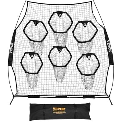 VEVOR Red de Lanzamiento para Entrenador de Fútbol, 274 x 106 x 243 cm, con 6 Bolsillos para Objetivos, Ideal para Entrenamiento de Tiro al Blanco y Precisión de Pase del Mariscal de Campo, Negro VEVOR Red de Lanzamiento para Entrenador de Fútbol, 274 x 106 x 243 cm, con 6 Bolsillos para Objetivos, Ideal para Entrenamiento de Tiro al Blanco y Precisión de Pase del Mariscal de Campo, Negro