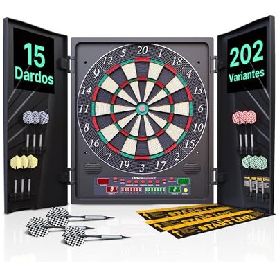 Ultrasport Diana electrónica con y sin Puertas, para un hasta 16 Jugadores, Pantalla LED, Incluye línea de Tiro, 12 Dardos y 100 Puntas, Adecuada para Fiestas, Unisex Adulto, Negro, Talla única Ultrasport Diana electrónica con y sin Puertas, para un hasta 16 Jugadores, Pantalla LED, Incluye línea de Tiro, 12 Dardos y 100 Puntas, Adecuada para Fiestas, Unisex Adulto, Negro, Talla única