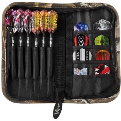 Casemaster Estuche de Nailon de Lujo para Dardos de Acero y Punta Suave, Capacidad para 6 Dardos y Cuenta con 8 Bolsillos para Accesorios como vuelos, Ejes y Puntas Casemaster Estuche de Nailon de Lujo para Dardos de Acero y Punta Suave, Capacidad para 6 Dardos y Cuenta con 8 Bolsillos para Accesorios como vuelos, Ejes y Puntas