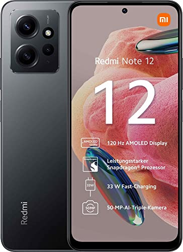 Xiaomi Redmi Note 12- Smartphone 4GB RAM 128GB ROM AMOLED Pantalla 6,67'' FHD+ Snapdragon 685 Cámara Profesional 50MP 5000mAh Onyx Gris [Versión Global]