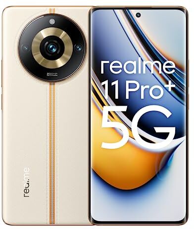 realme 11 Pro+ 5G 12+512GB Smartphone, Cámara SuperZoom OIS de 200 MP, Pantalla de visión curva de 120 Hz, gran batería de 5000 mAh, Carga SUPERVOOC de 100 W, Beige amanecer, Versión española