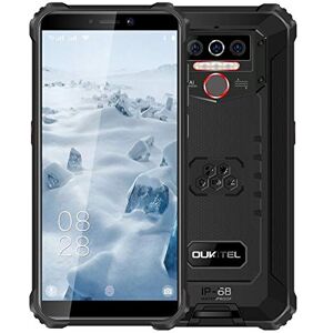 Oukitel 4G Teléfono Móvil Resistente 2020 OUKITEL WP5, Batería de 8000 mAh, Smartphone Impermeable IP6, 4 Luces de Flash LED, MTK6761 4GB + 32GB, 13MP + 2MP + 2MP, Android 9.0, Reconocimiento Facial Negro