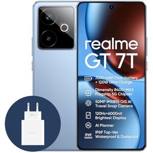 realme GT 7T 5G Smartphone,12+256GB, Batería de 7000 mAh,Carga de 120W,Procesador Dimensity 8400-MAX,IMX896 50MP Cámara,AI Planner,Pantalla Pro-Esports de 6000 nits120Hz,IP69,Azul,Exclusivo de Amazon realme GT 7T 5G Smartphone,12+256GB, Batería de 7000 mAh,Carga de 120W,Procesador Dimensity 8400-MAX,IMX896 50MP Cámara,AI Planner,Pantalla Pro-Esports de 6000 nits120Hz,IP69,Azul,Exclusivo de Amazon