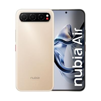 nubia ZTE Air, Smartphone Libre, 5G, Pantalla AMOLED FHD+ 120Hz, 8(+12) GB RAM, 256GB ROM, Ultra Fino 6.7mm, Sumergible IP69, Traducción IA en Llamadas, Android 15, Batería 5000mAh, Gold nubia ZTE Air, Smartphone Libre, 5G, Pantalla AMOLED FHD+ 120Hz, 8(+12) GB RAM, 256GB ROM, Ultra Fino 6.7mm, Sumergible IP69, Traducción IA en Llamadas, Android 15, Batería 5000mAh, Gold