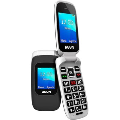 WUUM Clap – Teléfono Móvil de Tapa con Doble Pantalla Teclas y Números Grandes 2 Memorias Directas y botón SOS Bluetooth Gran Batería 800mAh USB-C Negro WUUM Clap – Teléfono Móvil de Tapa con Doble Pantalla Teclas y Números Grandes 2 Memorias Directas y botón SOS Bluetooth Gran Batería 800mAh USB-C Negro