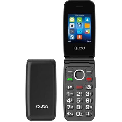 Qubo Teléfono móvil GSM para personas mayores, teléfonos móviles plegables con teclas grandes, volumen alto, función SOS, 2,4", contactos con imágenes, llamada rápida, móvil para personas mayores negr Qubo Teléfono móvil GSM para personas mayores, teléfonos móviles plegables con teclas grandes, volumen alto, función SOS, 2,4", contactos con imágenes, llamada rápida, móvil para personas mayores negr