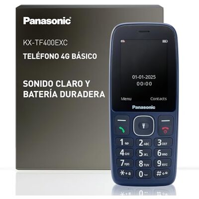 Panasonic KX-TF400EXC Teléfono 4G con Botones fácil de Usar, Volte, energía fiable hasta 280 Horas en Modo de Espera, Carga USB-C, Pantalla de 2,4 Pulgadas, Bluetooth, Resistencia al Agua IP44, Azul. Panasonic KX-TF400EXC Teléfono 4G con Botones fácil de Usar, Volte, energía fiable hasta 280 Horas en Modo de Espera, Carga USB-C, Pantalla de 2,4 Pulgadas, Bluetooth, Resistencia al Agua IP44, Azul.