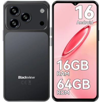 Blackview Wave 7C Telefonos Moviles Libres Android 16, 16GB+64GB, Negro 6.56" Telefono Movil, Batería 5000mAh Smartphone, Cámara 32MP+13MP Móvil, 4G Dual SIM, 3 Slot, Face ID, IP54, 3.5mm Jack Blackview Wave 7C Telefonos Moviles Libres Android 16, 16GB+64GB, Negro 6.56" Telefono Movil, Batería 5000mAh Smartphone, Cámara 32MP+13MP Móvil, 4G Dual SIM, 3 Slot, Face ID, IP54, 3.5mm Jack