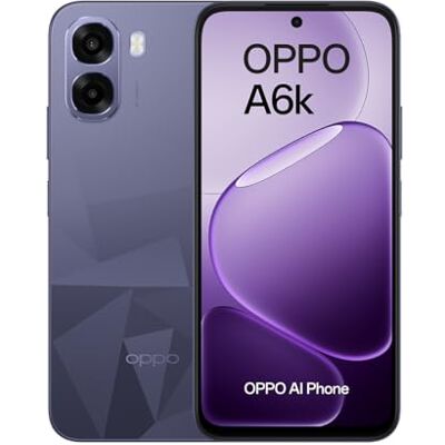Oppo A6k 4G Smartphone Libre con IA, 4GB RAM+256GB, Batería 6100 mAh, Pantalla LCD HD+ 120Hz, IP64, Cámara 50MP, Dual SIM, Versión Española Negro Oppo A6k 4G Smartphone Libre con IA, 4GB RAM+256GB, Batería 6100 mAh, Pantalla LCD HD+ 120Hz, IP64, Cámara 50MP, Dual SIM, Versión Española Negro