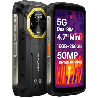 Ulefone Armor Mini 20T Pro 5G Imágenes Térmicas (Lepton 3.5) Smartphone Resistente Tamaño de Palma, 16GB+256GB, Batería 6200mAh Carga Inalámbrica, Cámara 50MP, 4.7" HD+, IP68 IP69K Android 14, NFC Ulefone Armor Mini 20T Pro 5G Imágenes Térmicas (Lepton 3.5) Smartphone Resistente Tamaño de Palma, 16GB+256GB, Batería 6200mAh Carga Inalámbrica, Cámara 50MP, 4.7" HD+, IP68 IP69K Android 14, NFC