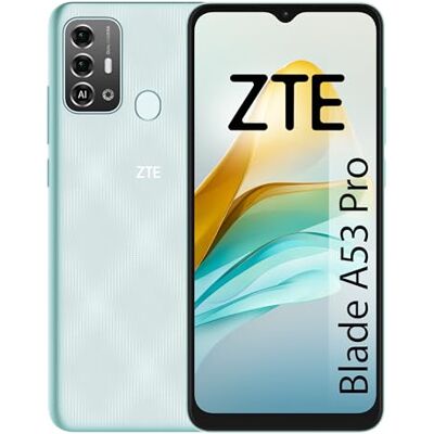 Zte Blade A53 Pro, Smartphone 6.52" HD+, 4GB RAM, 64GB Almacenamiento, Doble cámara 13MP, Batería de 5000mAh, Sensor de Huella, Dual SIM, Color Mint Green Zte Blade A53 Pro, Smartphone 6.52" HD+, 4GB RAM, 64GB Almacenamiento, Doble cámara 13MP, Batería de 5000mAh, Sensor de Huella, Dual SIM, Color Mint Green