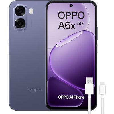 Oppo A6x 5G Smartphone Libre con IA, 6GB RAM+256GB, Batería 6100 mAh, Pantalla LCD HD+ 120Hz, IP64, Cámara 50MP AI, Dual SIM, Versión Española Negro Oppo A6x 5G Smartphone Libre con IA, 6GB RAM+256GB, Batería 6100 mAh, Pantalla LCD HD+ 120Hz, IP64, Cámara 50MP AI, Dual SIM, Versión Española Negro