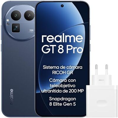 realme GT 8 Pro Smartphone 12GB+256GB, Sistema de cámara RICOH GR, Cámara con teleobjetivo ultranítida de 200 MP, Snapdragon 8 Elite Gen 5, Batería Titan de 7000 mAh, con Adaptador, Azul realme GT 8 Pro Smartphone 12GB+256GB, Sistema de cámara RICOH GR, Cámara con teleobjetivo ultranítida de 200 MP, Snapdragon 8 Elite Gen 5, Batería Titan de 7000 mAh, con Adaptador, Azul