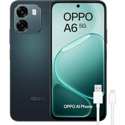 Oppo A6 5G Smartphone Libre con IA, 6GB RAM+256GB, Batería 6500 mAh, Carga Rápida 45W, Pantalla LCD HD+ 120Hz, IP69, Cámara 50MP AI, Dual SIM, Versión Española Negro Oppo A6 5G Smartphone Libre con IA, 6GB RAM+256GB, Batería 6500 mAh, Carga Rápida 45W, Pantalla LCD HD+ 120Hz, IP69, Cámara 50MP AI, Dual SIM, Versión Española Negro