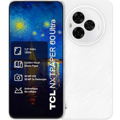 TCL NXTPAPER 60 Ultra 5G Smartphone Blanco Pantalla 7,2" FHD+ 120Hz NXTPAPER 4.0 Protección Ocular Modo Tinta 12GB+256GB Cámara Triple 50 MP OIS Batería 5200 mAh(typ.) T-Pen Compatible TCL NXTPAPER 60 Ultra 5G Smartphone Blanco Pantalla 7,2" FHD+ 120Hz NXTPAPER 4.0 Protección Ocular Modo Tinta 12GB+256GB Cámara Triple 50 MP OIS Batería 5200 mAh(typ.) T-Pen Compatible