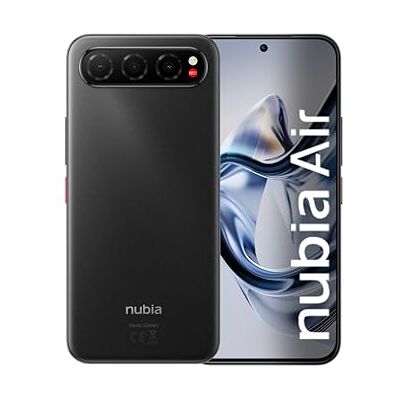 nubia ZTE Air, Smartphone Libre, 5G, Pantalla AMOLED FHD+ 120Hz, 8(+12) GB RAM, 256GB ROM, Ultra Fino 6.7mm, Sumergible IP69, Traducción IA en Llamadas, Android 15, Batería 5000mAh, Negro nubia ZTE Air, Smartphone Libre, 5G, Pantalla AMOLED FHD+ 120Hz, 8(+12) GB RAM, 256GB ROM, Ultra Fino 6.7mm, Sumergible IP69, Traducción IA en Llamadas, Android 15, Batería 5000mAh, Negro