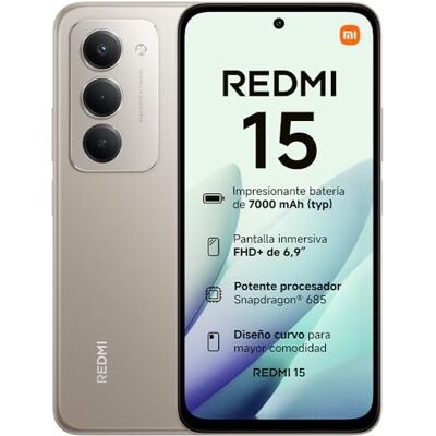 Xiaomi REDMI 15 Smartphone de 8+256GB, Cámara Dual de 50MP con AI, Pantalla inmersiva de 6,9” FHD+, Snapdragon 685, Carga rápida de 33W, Cargador no Incluido, Gris (Versión ES) Xiaomi REDMI 15 Smartphone de 8+256GB, Cámara Dual de 50MP con AI, Pantalla inmersiva de 6,9” FHD+, Snapdragon 685, Carga rápida de 33W, Cargador no Incluido, Gris (Versión ES)