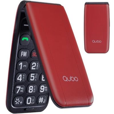 Qubo GSM Teléfono móvil para personas mayores, flip, teclas grandes, volumen alto, función SOS, 2,4 pulgadas, contactos con imágenes, llamada rápida Qubo GSM Teléfono móvil para personas mayores, flip, teclas grandes, volumen alto, función SOS, 2,4 pulgadas, contactos con imágenes, llamada rápida