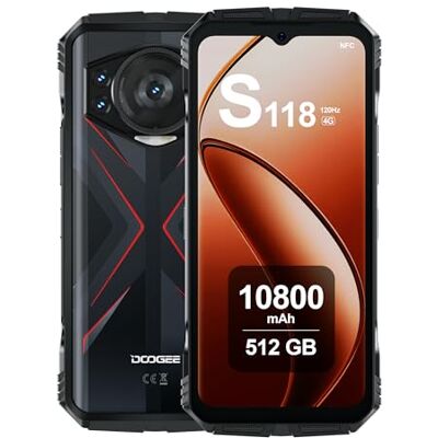 Doogee S118 Smartphone Incassable 2024, 20Go RAM+512Go ROM, 10800mAh, Écran 6.58" FHD+ 120Hz, 50MP Caméra, Android 14, Octa Core, 4G Dual SIM Telephone Portable Debloqué, GPS, NFC, Fingerprint, Rouge Doogee S118 Smartphone Incassable 2024, 20Go RAM+512Go ROM, 10800mAh, Écran 6.58" FHD+ 120Hz, 50MP Caméra, Android 14, Octa Core, 4G Dual SIM Telephone Portable Debloqué, GPS, NFC, Fingerprint, Rouge