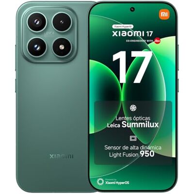 Xiaomi 17 Smartphone de 12+512GB, Lentes óptica Leica Summilux, Snapdragon 8 Elite Gen 5, HyperAI, 1 año de garantía Extra, Cargador no Incluido, Verde (Versión ES) Xiaomi 17 Smartphone de 12+512GB, Lentes óptica Leica Summilux, Snapdragon 8 Elite Gen 5, HyperAI, 1 año de garantía Extra, Cargador no Incluido, Verde (Versión ES)