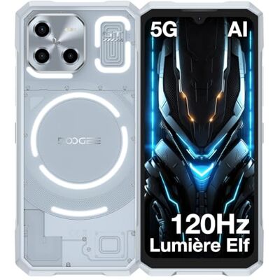 Doogee Blade GT 5G Telephone Portable Incassable, Smartphone Incassable Avec Effet de Lumière LED, 6,72” FHD+ 120Hz, Dimensity D7050, 32GB+256GB LPDDR5, 48MP AI Caméra, 5500mAh/NFC/AI Fonction/WiFi 6 Doogee Blade GT 5G Telephone Portable Incassable, Smartphone Incassable Avec Effet de Lumière LED, 6,72” FHD+ 120Hz, Dimensity D7050, 32GB+256GB LPDDR5, 48MP AI Caméra, 5500mAh/NFC/AI Fonction/WiFi 6