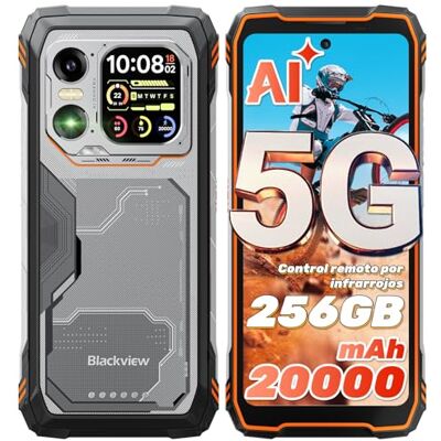 Blackview Xplore1 5G Movil Irrompible con Pantalla Secundaria, 20000mAh, Dimensity 7050 Movil Resistente, Android 15, 36GB+256GB/2TB, 50MP+64MP+20MP Nocturna, 6,78" 120Hz,170lm/NFC/WIFI 6/AI/Naranja Blackview Xplore1 5G Movil Irrompible con Pantalla Secundaria, 20000mAh, Dimensity 7050 Movil Resistente, Android 15, 36GB+256GB/2TB, 50MP+64MP+20MP Nocturna, 6,78" 120Hz,170lm/NFC/WIFI 6/AI/Naranja