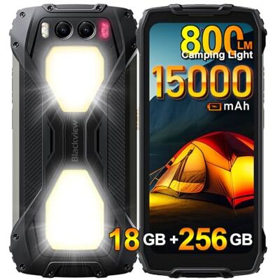 Blackview BV7300 Movil Irrompible 2025, 18GB+256GB/2TB Telephone Movil Resistente Android 14, 2*800LM Luz Camping, 15000mAh Smartphone Todoterreno, 50MP, 6.67" HD+, 4G Telefono NFC/GPS/5G WIFI, Negro Blackview BV7300 Movil Irrompible 2025, 18GB+256GB/2TB Telephone Movil Resistente Android 14, 2*800LM Luz Camping, 15000mAh Smartphone Todoterreno, 50MP, 6.67" HD+, 4G Telefono NFC/GPS/5G WIFI, Negro