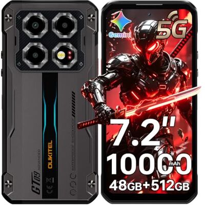 Oukitel WP60 5G Movil Irrompible, 7.2" HD+ 120Hz Móvil Resistente 48GB RAM + 512GB ROM/2TB Móvil Rugerizado, Batería 10000mAh/33W, Cámara 108MP+32MP, Dual SIM/OTG/NFC/GPS/Face ID, Nero Oukitel WP60 5G Movil Irrompible, 7.2" HD+ 120Hz Móvil Resistente 48GB RAM + 512GB ROM/2TB Móvil Rugerizado, Batería 10000mAh/33W, Cámara 108MP+32MP, Dual SIM/OTG/NFC/GPS/Face ID, Nero