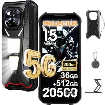 Doogee V MAX Play 5G Proyector, 36GB + 512GB, Batería 20500mAh, Campamento LED de 1200LM, 6.78" FHD+ Octa Core, Móviles Resistentes 5G Libres, 200MP+20MP+32MP AI Smartphones Libres (Negro w/Stand) Doogee V MAX Play 5G Proyector, 36GB + 512GB, Batería 20500mAh, Campamento LED de 1200LM, 6.78" FHD+ Octa Core, Móviles Resistentes 5G Libres, 200MP+20MP+32MP AI Smartphones Libres (Negro w/Stand)